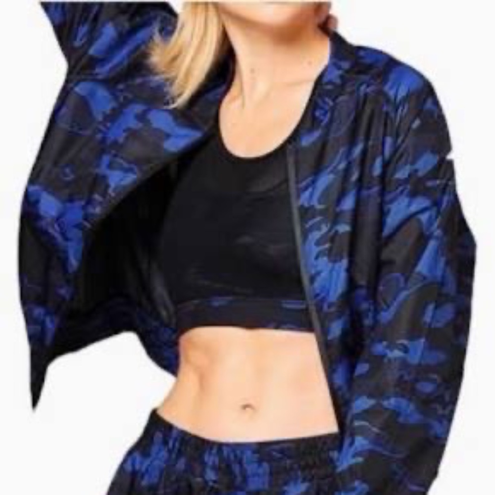 Ivy Park Black/Blue Bomber Styled Windbreaker‎ Jacket Sz L